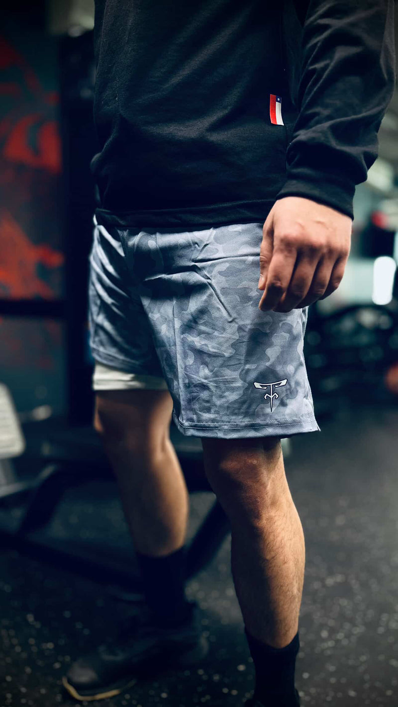 Grey camo sport short 2 en 1