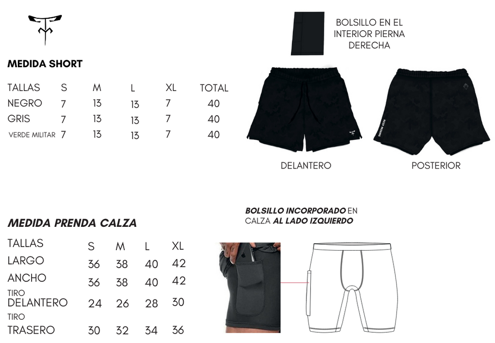 Grey camo sport short 2 en 1